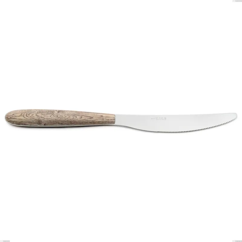 Coltello tavola vero larice, acciaio 18.0 nickel free, manicatura pbt sublimato acciaio lucido, lunghezza 220 mm Eme Posaterie Acquista Ora