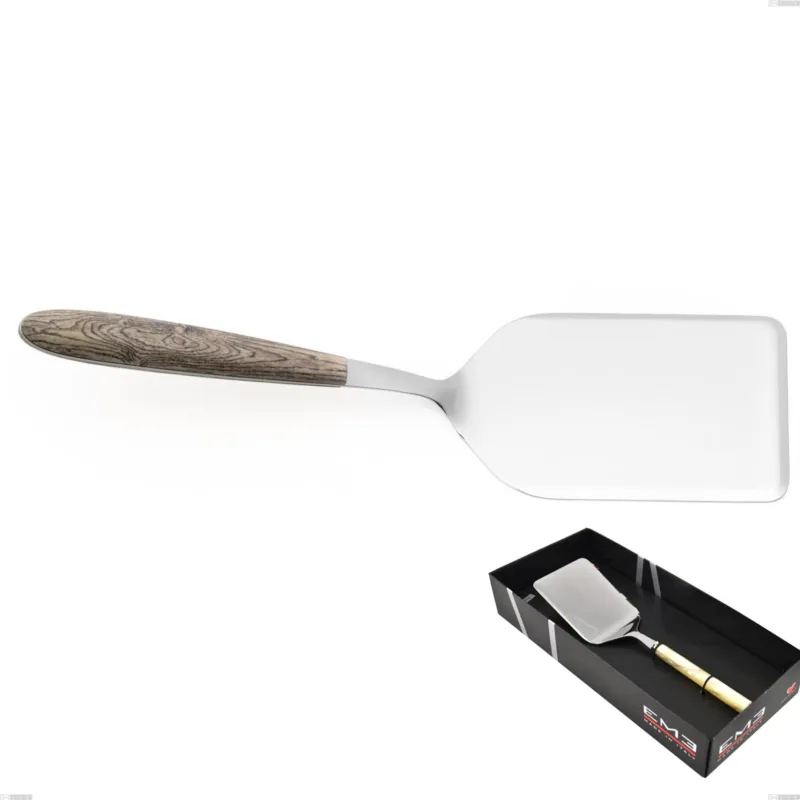 Promozione Esclusiva Confezione vetrina 1 pezzo pala lasagne vero larice, acciaio 18.0 nickel free, manicatura pbt sublimato acciaio lucido Eme Posaterie