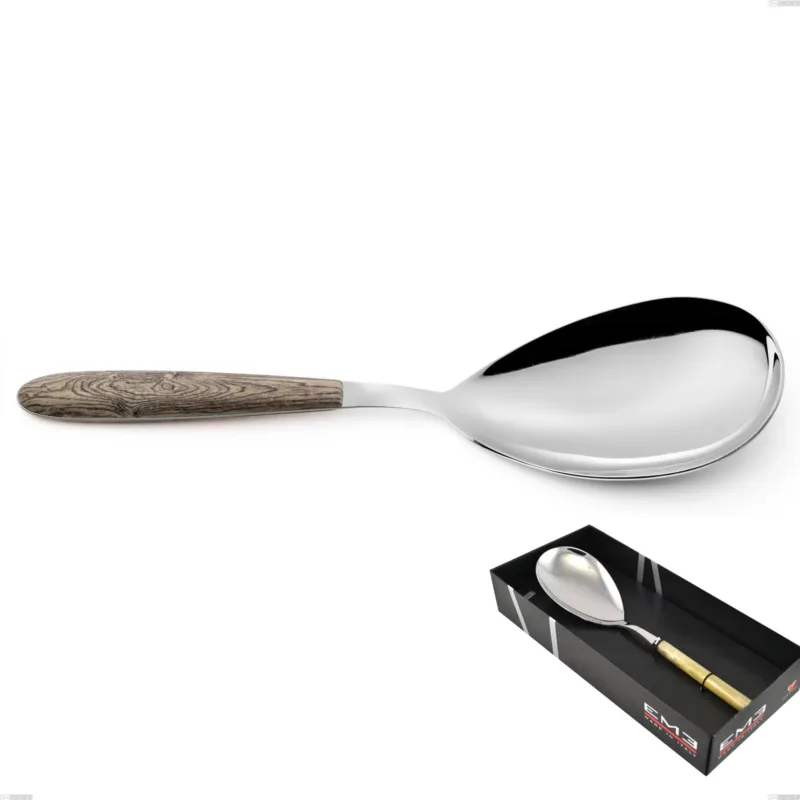 Compra Online Confezione vetrina 1 pezzo pala riso vero larice, acciaio 18.0 nickel free, manicatura pbt sublimato acciaio lucido Eme Posaterie