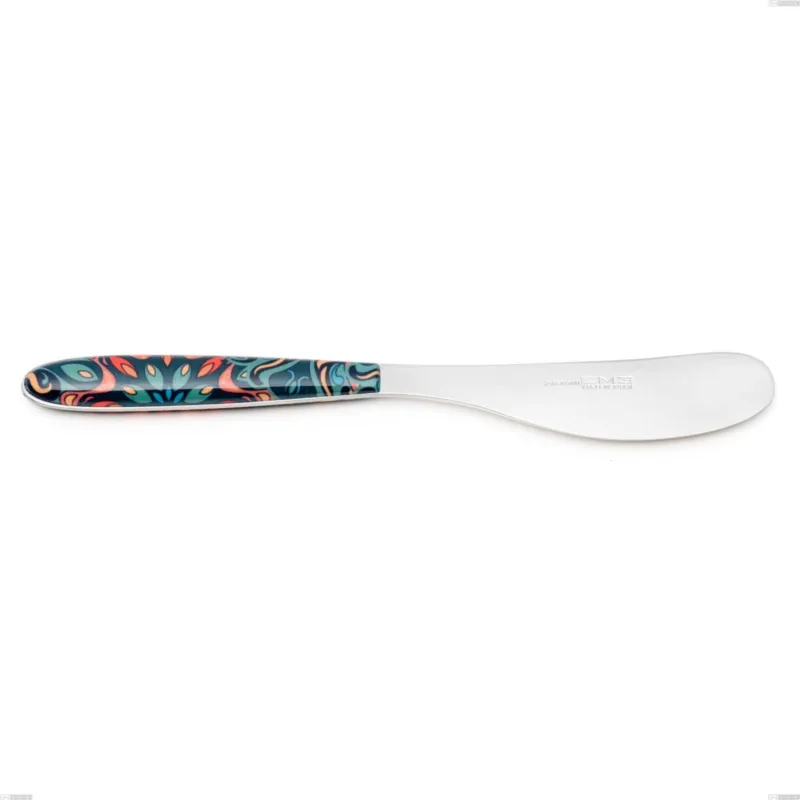 Spalmaburro piccolo vero damasco, acciaio 18.0 nickel free, dimensione 152 mm manicatura pbt sublimato acciaio lucido, lunghezza 160 mm Eme Posaterie Offerta Speciale