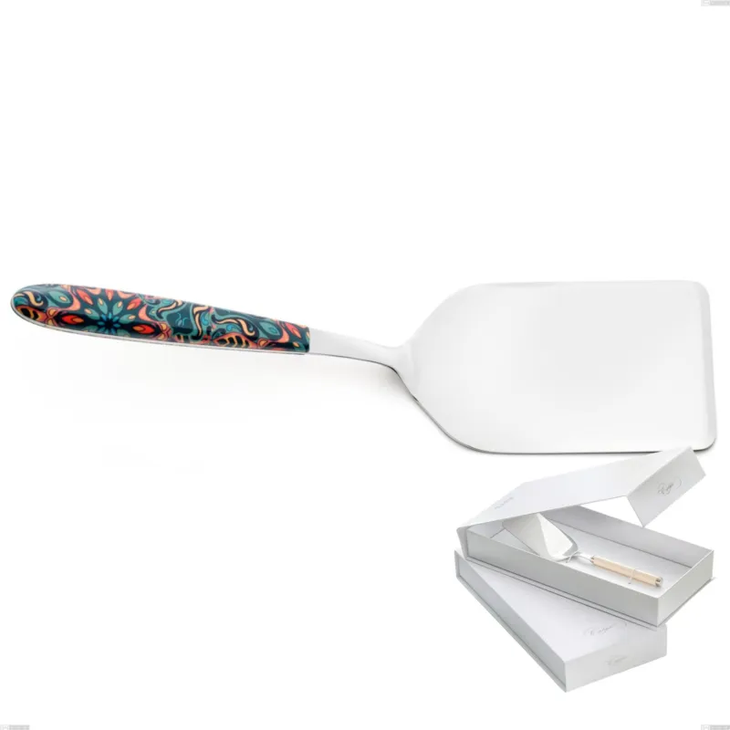 Confezione a libro 1 pezzo pala lasagne vero damasco, acciaio 18.0 nickel free, manicatura pbt sublimato acciaio lucido Eme Posaterie Prezzo Conveniente