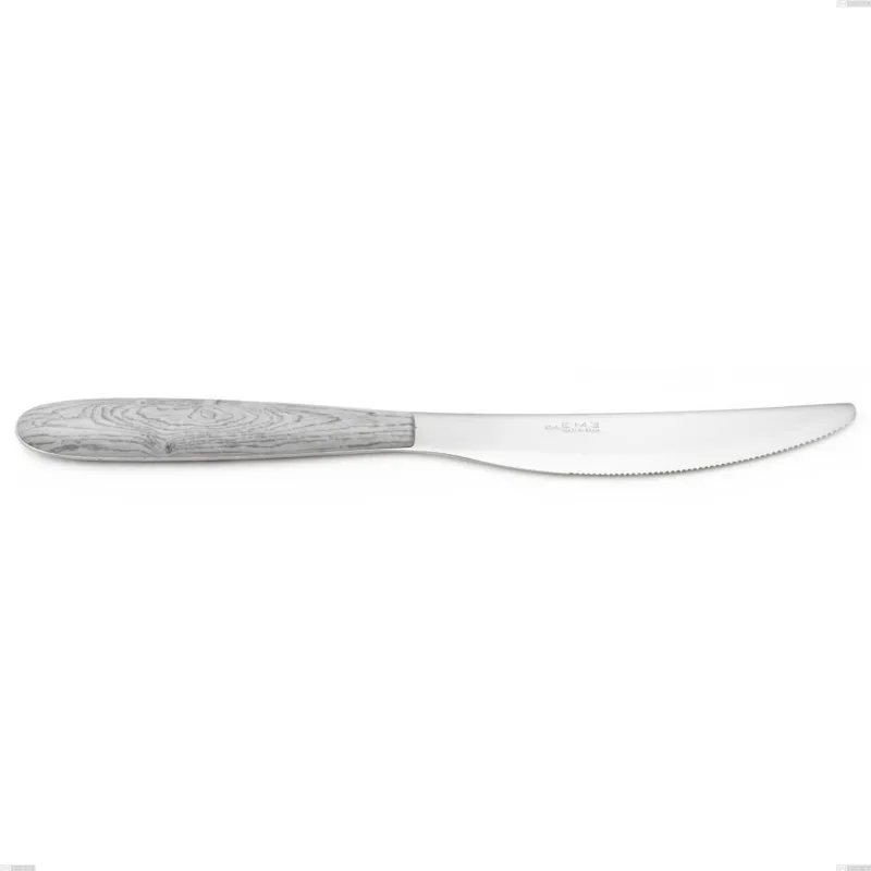 Coltello tavola vero betulla, acciaio 18.0, manicatura pbt sublimato acciaio lucido, lunghezza 220 mm Eme Posaterie Ultime Pezzi