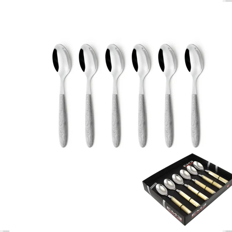 Compra Online Confezione vetrina 6 pezzi cucchiaino caffe vero betulla, acciaio 18.0, manicatura pbt sublimato acciaio lucido Eme Posaterie