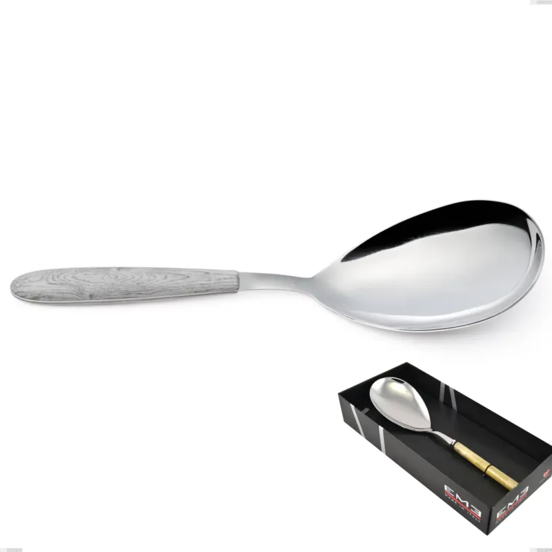 Offerta Limitata Confezione vetrina 1 pezzo pala riso vero betulla, acciaio 18.0, manicatura pbt sublimato acciaio lucido Eme Posaterie