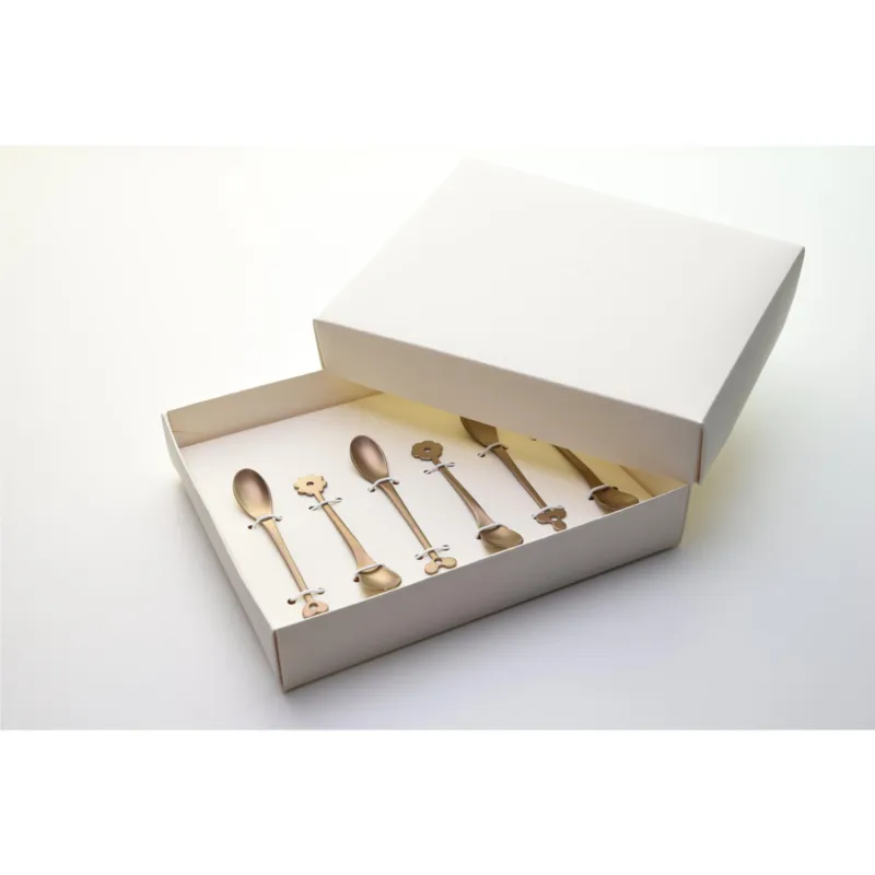 Cucchiaini Espresso e Moka CADEAU SAHARA in acciaio 18.10 AISI430 112 mm set 6 pezzi brunito oro opaco in confezione bomboniera Eme Posaterie Quantità Limitata
