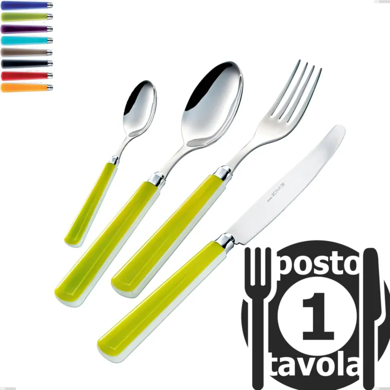 Di Tendenza Confezione 1 posto tavola candy eme, Acciaio 18/10 AISI 304 Lucido manicatura acrilico Eme Posaterie viola 2623