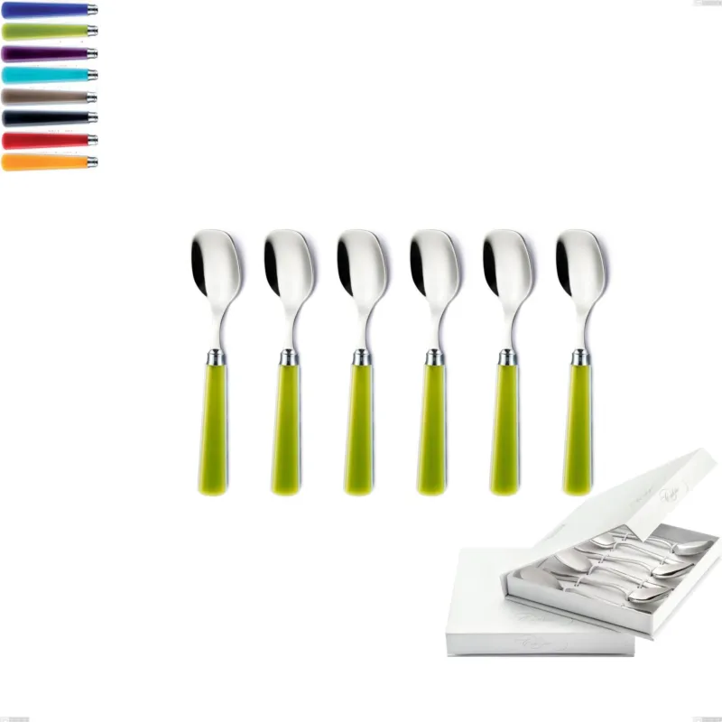 Confezione a libro 6 pezzi cucchiaini gelato candy eme, Acciaio 18/10 AISI 304 Lucido manicatura acrilico Eme Posaterie viola 2623 Offerta Del Giorno
