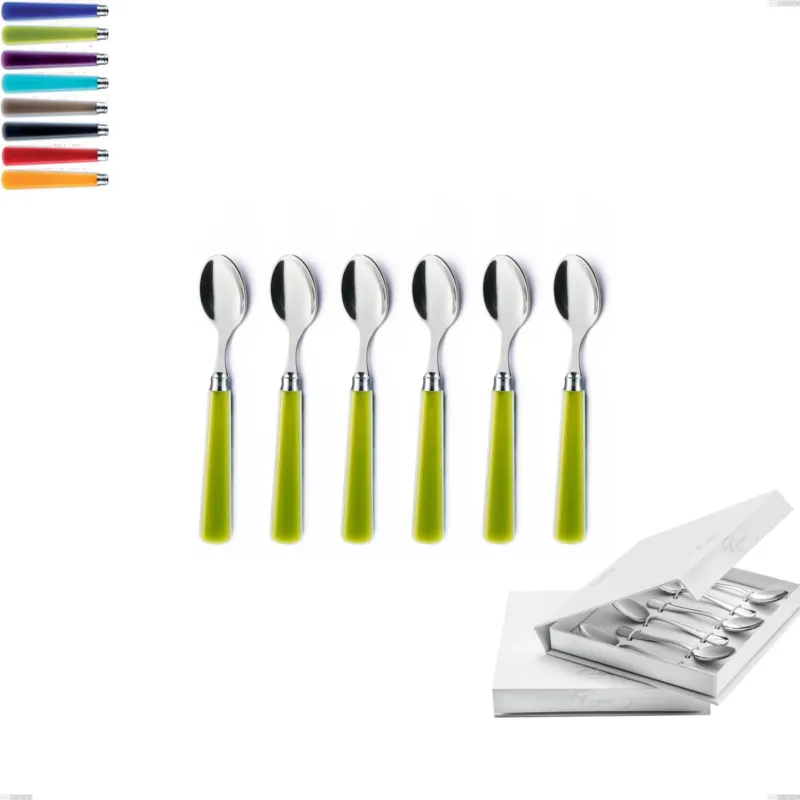 Confezione a libro 6 pezzi cucchiaino moka candy eme, Acciaio 18/10 AISI 304 Lucido manicatura acrilico Eme Posaterie viola 2623 Offerta Del Giorno