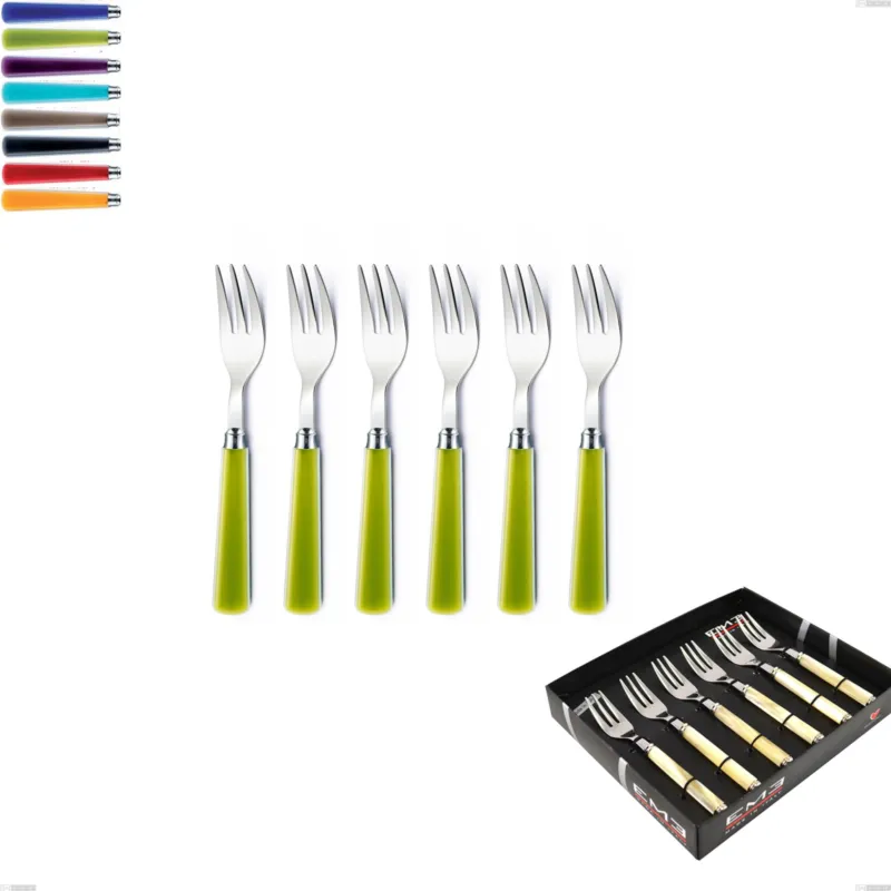 Ultima Occasione Confezione vetrina 6 pezzi forchette dolce candy eme, Acciaio 18/10 AISI 304 Lucido manicatura acrilico Eme Posaterie viola 2623