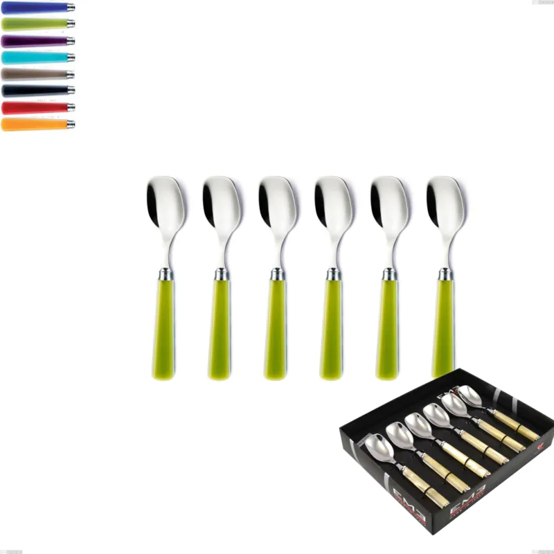 Confezione vetrina 6 pezzi cucchiaino gelato candy eme, Acciaio 18/10 AISI 304 Lucido manicatura acrilico Eme Posaterie viola 2623 Compra Online