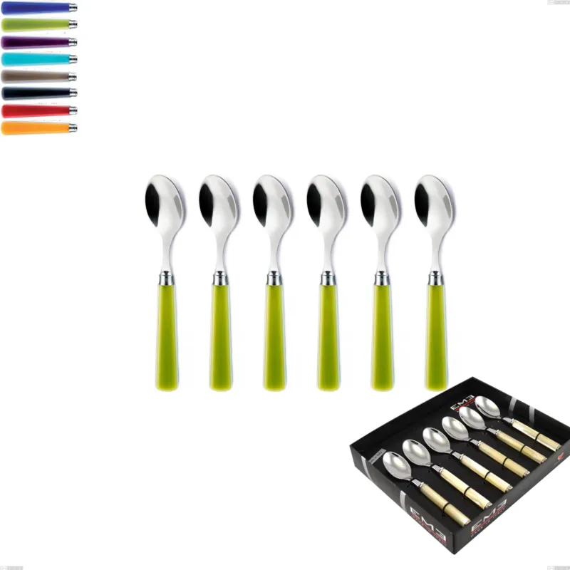 Confezione vetrina 6 pezzi cucchiaino caffe candy eme, Acciaio 18/10 AISI 304 Lucido manicatura acrilico Eme Posaterie viola 2623 Compra Online