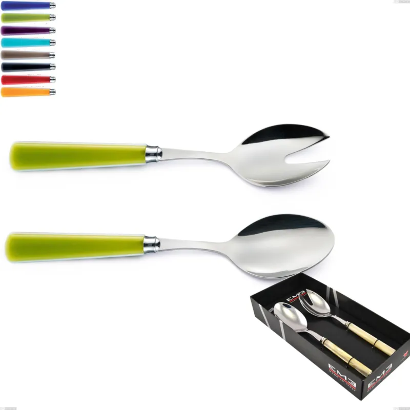 Offerta Limitata Confezione vetrina 2 pezzi insalata candy eme, Acciaio 18/10 AISI 304 Lucido manicatura acrilico Eme Posaterie viola 2623