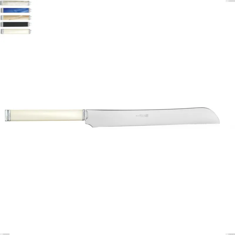 Coltello panettone kilim, Acciaio 18/10 AISI 304 Lucido manicatura acrilico perlato, lunghezza 299 mm Eme Posaterie avorio 18 Non Perdere