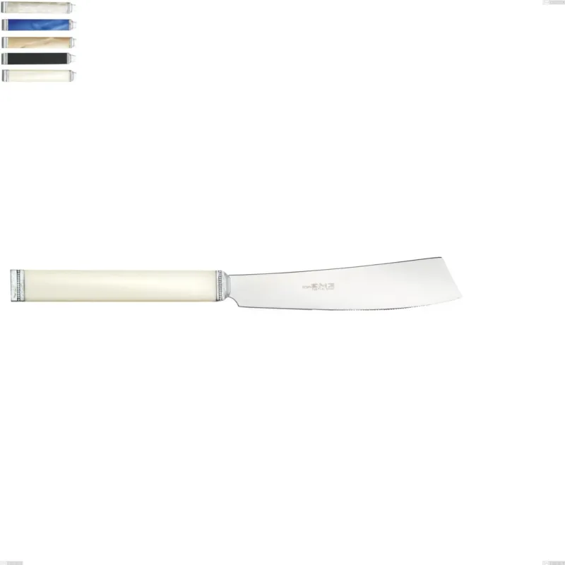 Coltello torta kilim, Acciaio 18/10 AISI 304 Lucido manicatura acrilico perlato, lunghezza 237 mm Eme Posaterie avorio 18 Spedizione Espresso