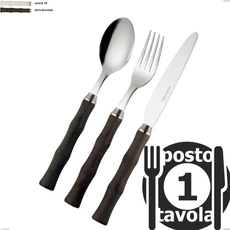 Bestseller Confezione 1 posto tavola acqua eme, Acciaio 18/10 AISI 304 lucido manicatura acrilica Eme Posaterie terra bruciata