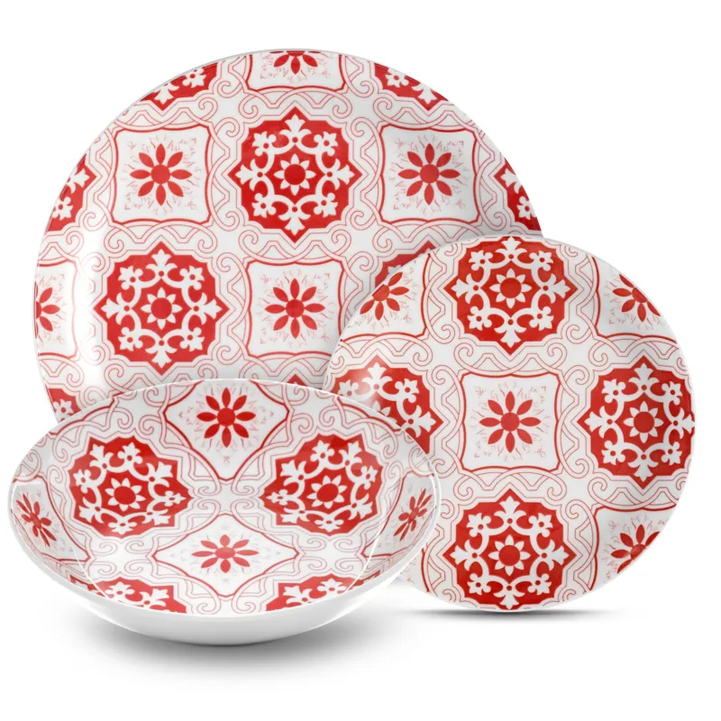 Saldi Servizio piatti 18 pezzi 6 posti tavola in porcellana con decoro Sottosmalto modello Lipari lavabile in lavastoviglie Kaleidosmilano