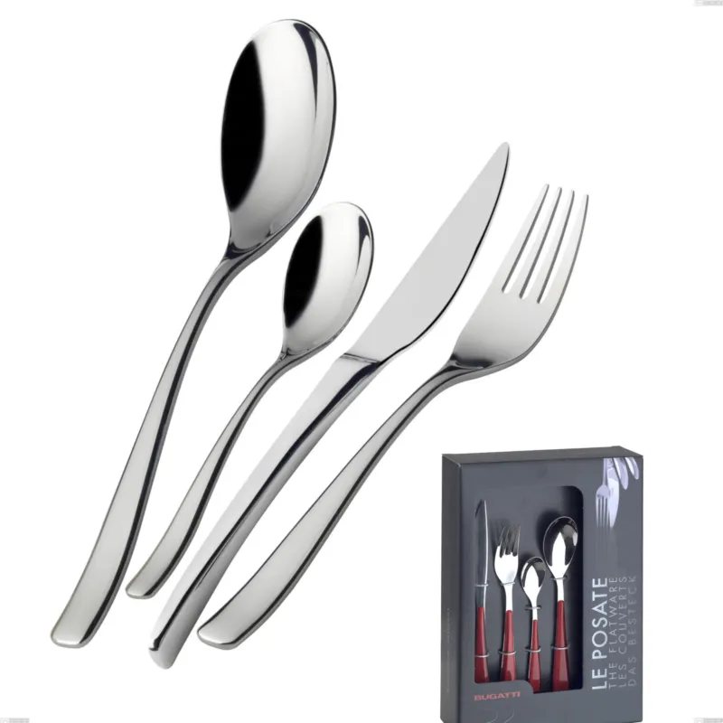 Offerta Lampo Confezione vetrina 24 pezzi posate amalfi lucido bugatti, acciaio 18.10 cromo lucido Casa bugatti