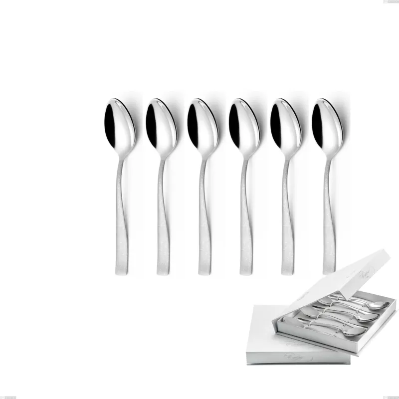 Promo Stagionale Confezione a libro 6 pezzi cucchiaini caffè Infinity la Divina, Acciaio 18/10 Inox Lucido con incisione al laser, spessore 2,5 mm mm Eme Posaterie
