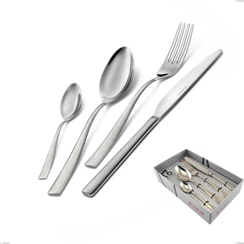 Pagamento Sicuro Confezione vetrina 16 pezzi Infinity la Divina, Acciaio 18/10 Inox Lucido con incisione al laser, spessore 2,5 mm mm Eme Posaterie