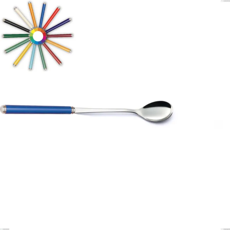 Ultimissimo Modello Cucchiaio bibita linea, Acciaio 18/10 (AISI304) inox lucido , manici in metacrilato lunghezza 216 mm Eme Posaterie nero 1