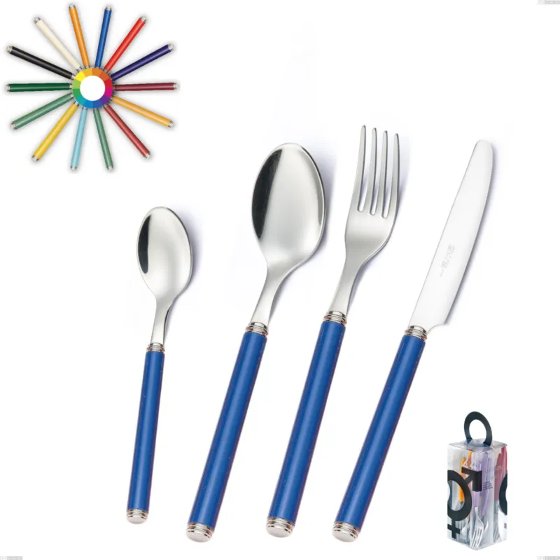 Confezione You&Me 24 pezzi posate linea, Acciaio 18/10 (AISI304) inox lucido , manici in metacrilato Eme Posaterie nero 1 Prezzo Scontato