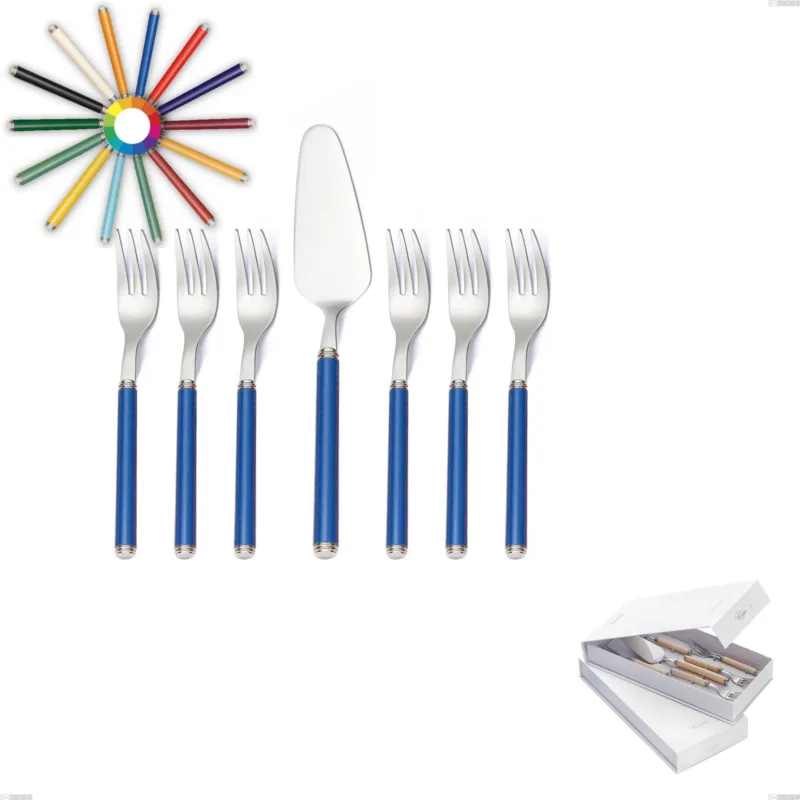 Quantità Limitata Confezione a libro 7 pezzi, forchettine più paletta dolce linea, Acciaio 18/10 (AISI304) inox lucido , manici in metacrilato Eme Posaterie nero 1