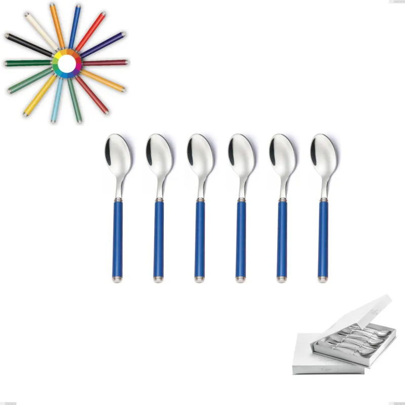 Consegna Rapida Confezione a libro 6 pezzi cucchiaini caffè linea, Acciaio 18/10 (AISI304) inox lucido , manici in metacrilato Eme Posaterie nero 1