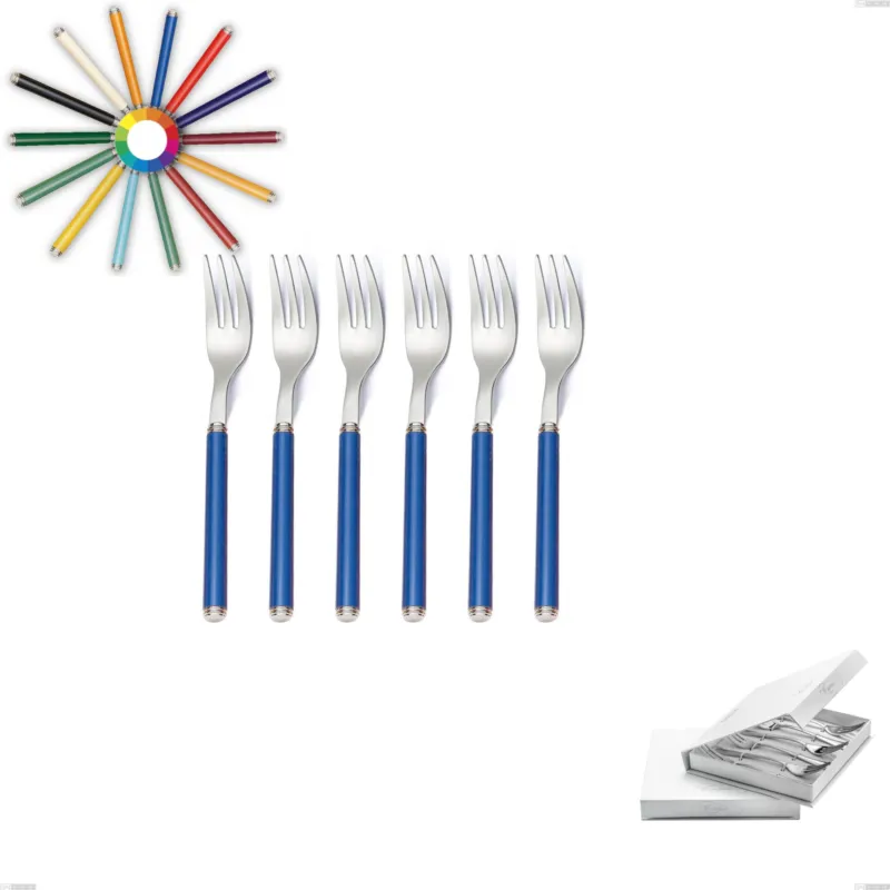 Confezione a libro 6 pezzi forchette dolce linea, Acciaio 18/10 (AISI304) inox lucido , manici in metacrilato Eme Posaterie nero 1 Prezzo Ridotto