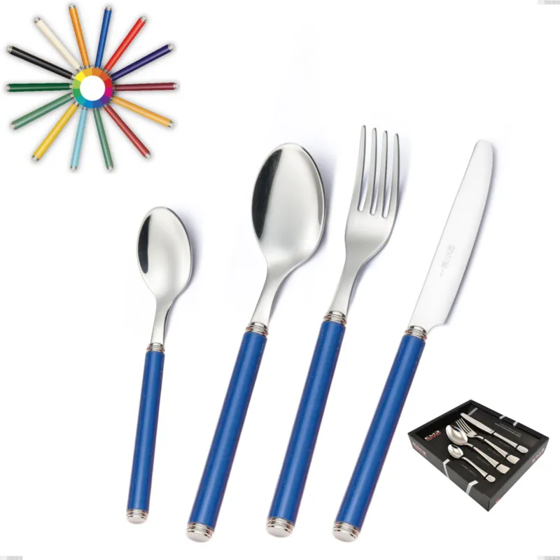Confezione vetrina 24 pezzi linea, Acciaio 18/10 (AISI304) inox lucido , manici in metacrilato Eme Posaterie nero 1 Promozione