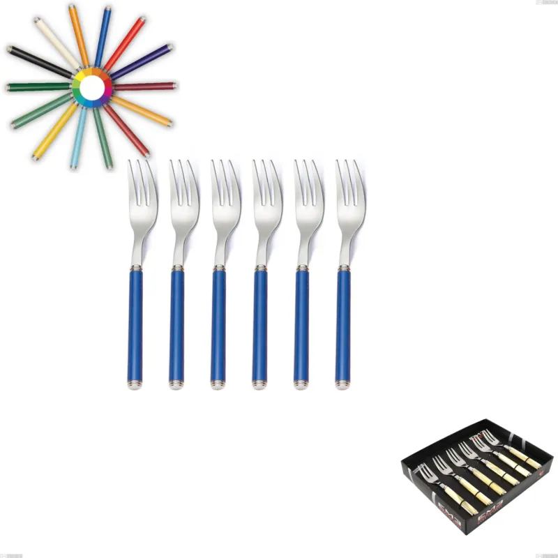 Confezione vetrina 6 pezzi forchette dolce linea, Acciaio 18/10 (AISI304) inox lucido , manici in metacrilato Eme Posaterie nero 1 Professionale