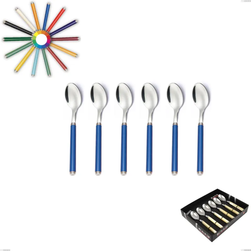 Confezione vetrina 6 pezzi cucchiaino caffe linea, Acciaio 18/10 (AISI304) inox lucido , manici in metacrilato Eme Posaterie nero 1 Direttamente Dal Produttore