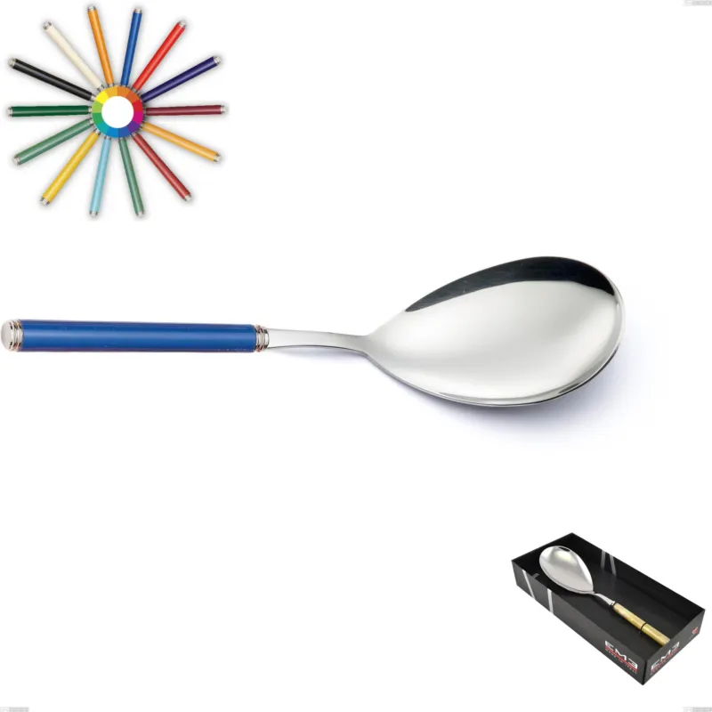 Confezione vetrina 1 pezzo pala riso linea, Acciaio 18/10 (AISI304) inox lucido , manici in metacrilato Eme Posaterie nero 1 Prezzo Di Fabbrica