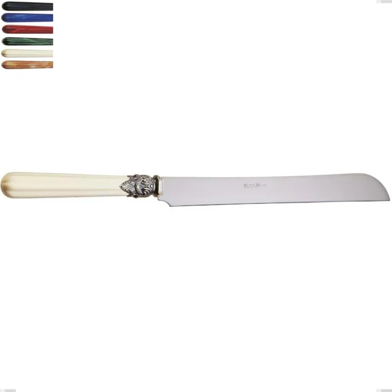 Coltello panettone versailles, Acciaio 18/10 AISI 304 Lucido manicatura acrilico , lunghezza 293 mm Eme Posaterie blu 2 Promozione Esclusiva