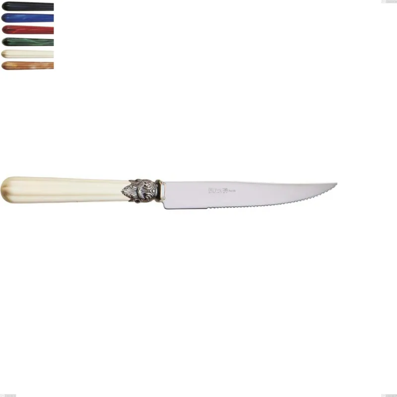 Coltello bistecca versailles, Acciaio 18/10 AISI 304 Lucido manicatura acrilico , lunghezza 222 mm Eme Posaterie blu 2 A Buon Prezzo