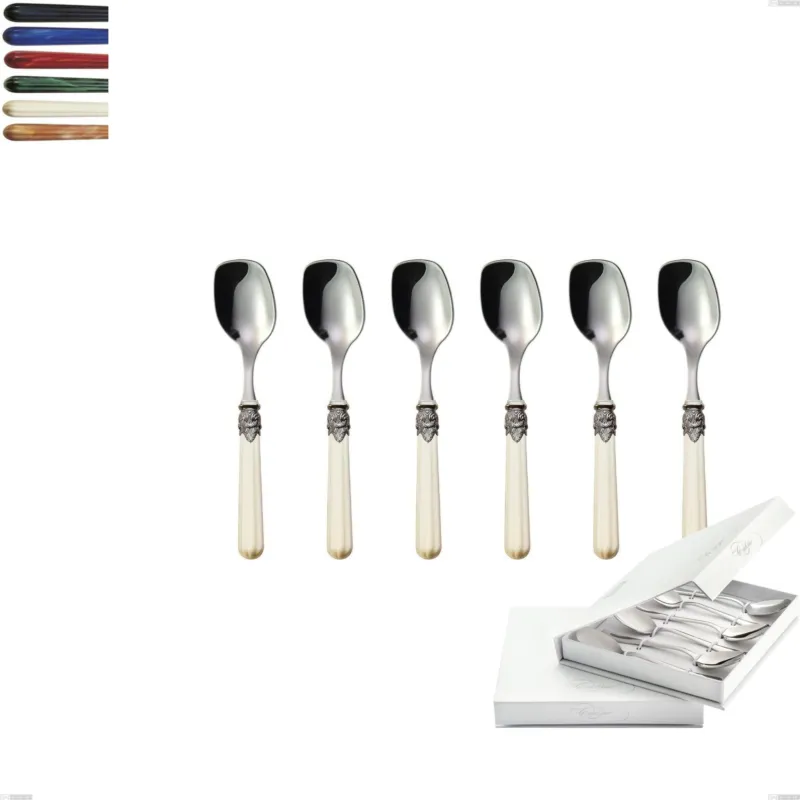 Confezione a libro 6 pezzi cucchiaini gelato versailles, Acciaio 18/10 AISI 304 Lucido manicatura acrilico Eme Posaterie blu 2 Offerta