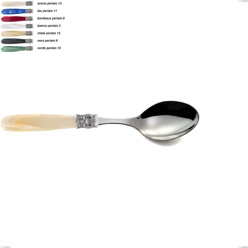 Compra Adesso Cucchiaio tavola mona lisa, Acciaio 18/10 AISI 304 Lucido manicatura acrilico perlato, lunghezza 209 mm Eme Posaterie avorio perlato 13
