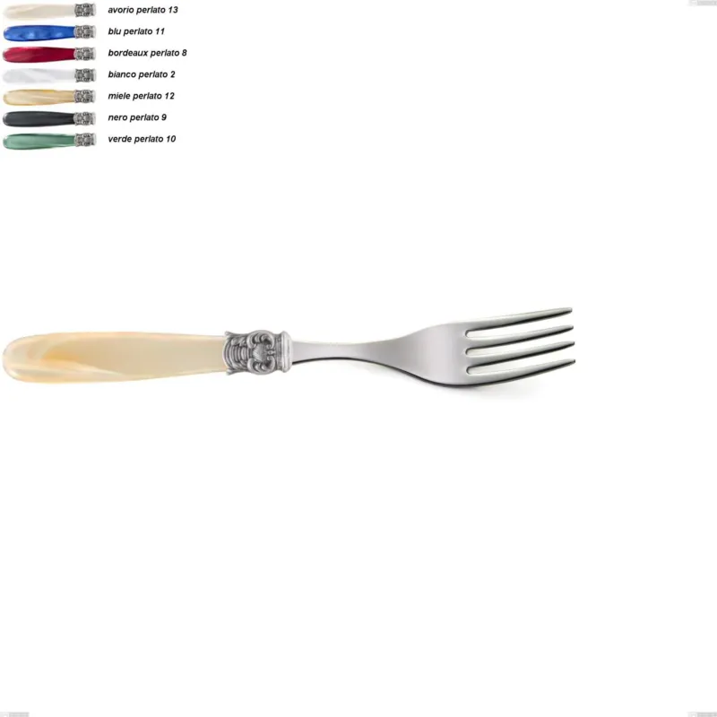 Forchetta tavola mona lisa, Acciaio 18/10 AISI 304 Lucido manicatura acrilico perlato, lunghezza 209 mm Eme Posaterie avorio perlato 13 Spedito Oggi