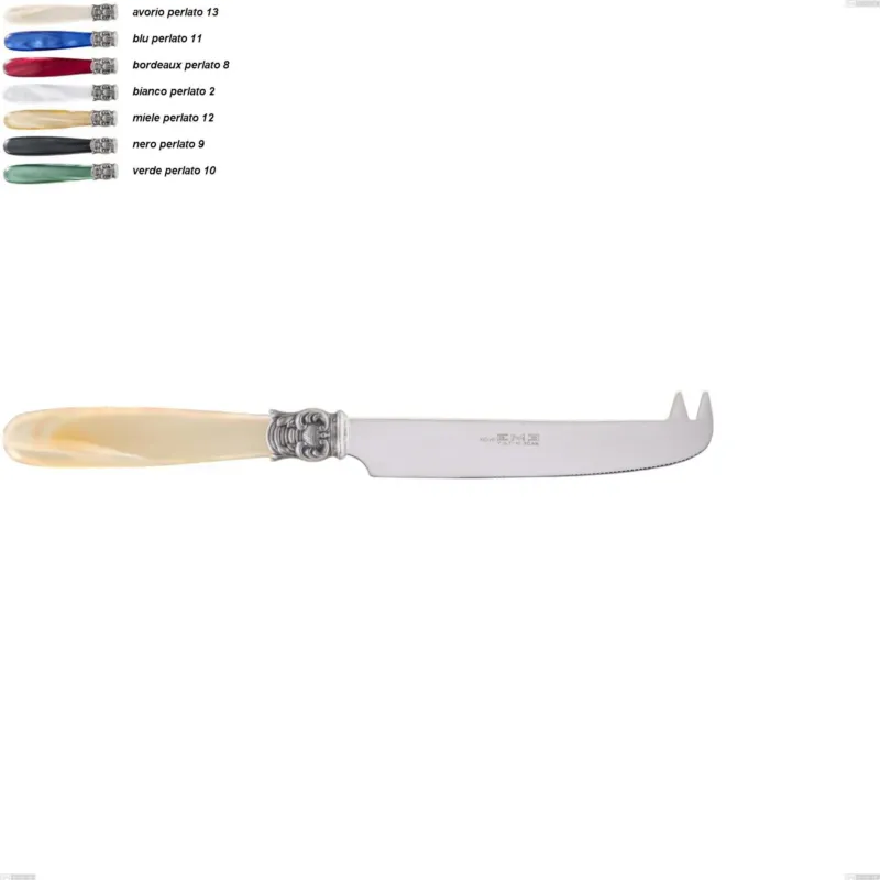 Offerta Del Giorno Coltello formaggio mona lisa, Acciaio 18/10 AISI 304 Lucido manicatura acrilico perlato, lunghezza 213 mm Eme Posaterie avorio perlato 13