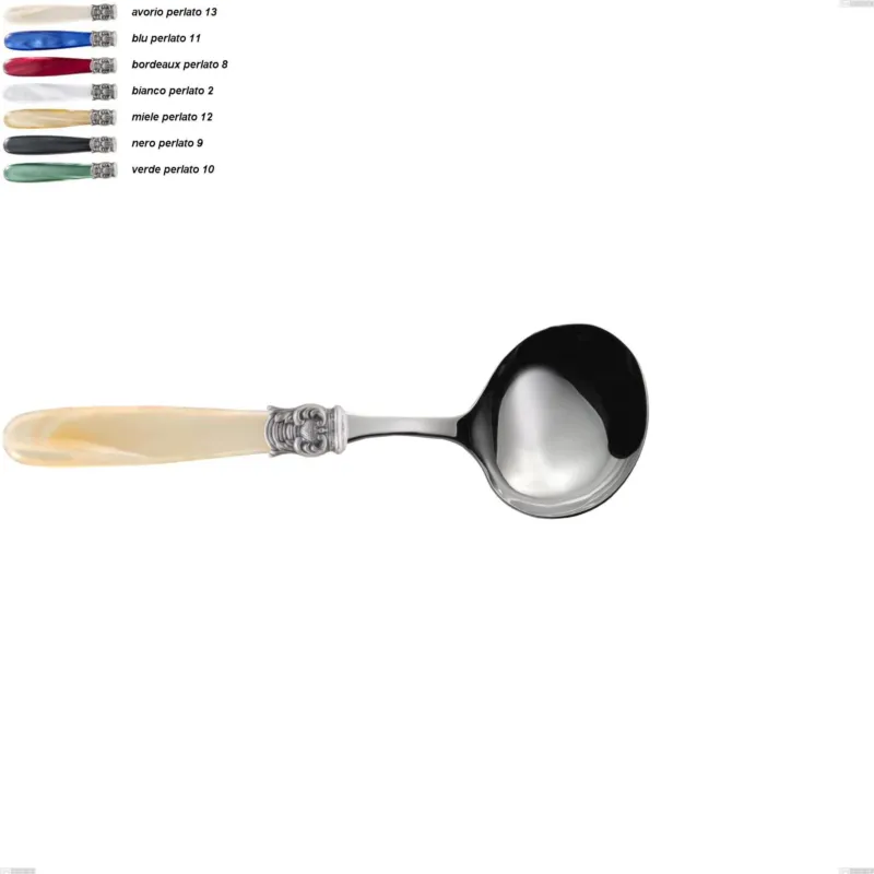 Offerta Speciale Cucchiaio salsa mona lisa, Acciaio 18/10 AISI 304 Lucido manicatura acrilico perlato, lunghezza 194 mm Eme Posaterie avorio perlato 13