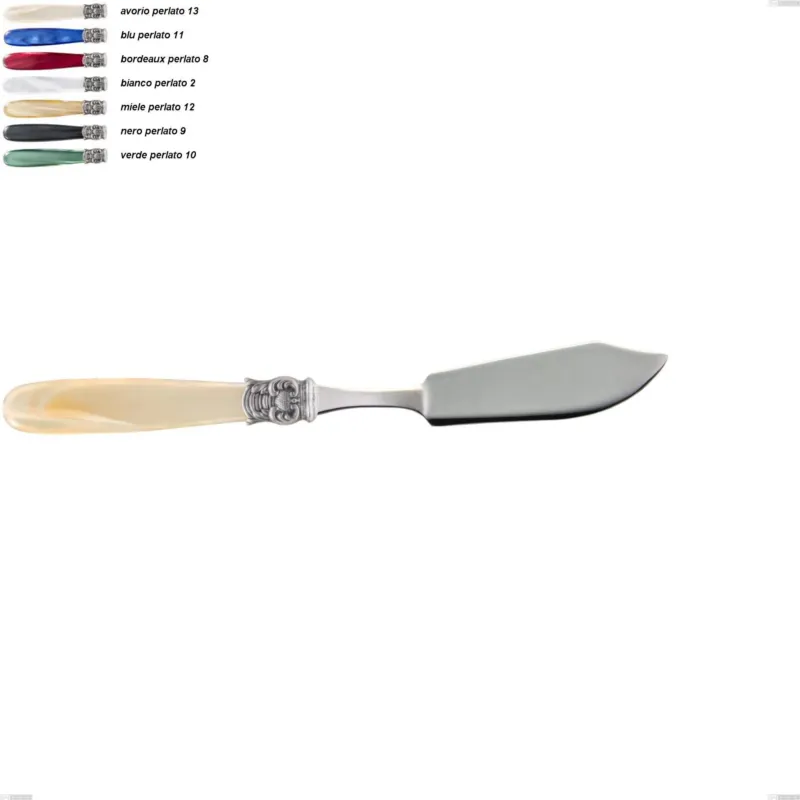 Occasione Imperdibile Coltello pesce mona lisa, Acciaio 18/10 AISI 304 Lucido manicatura acrilico perlato, lunghezza 215 mm Eme Posaterie avorio perlato 13