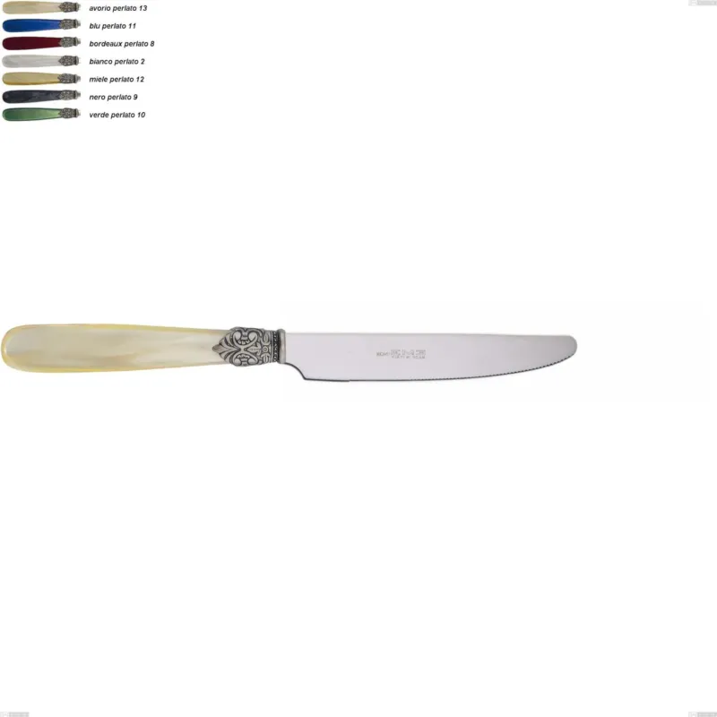 Coltello frutta georgian, Acciaio 18/10 AISI 304 Lucido manicatura acrilico perlato, lunghezza 204 mm Eme Posaterie avorio perlato 13 Compra Oggi Stesso