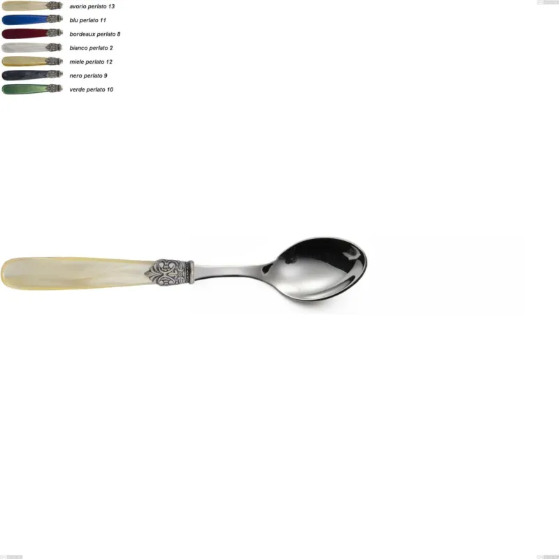Offerta Del Giorno Cucchiaio dolce georgian, Acciaio 18/10 AISI 304 Lucido manicatura acrilico perlato, lunghezza 155 mm Eme Posaterie avorio perlato 13