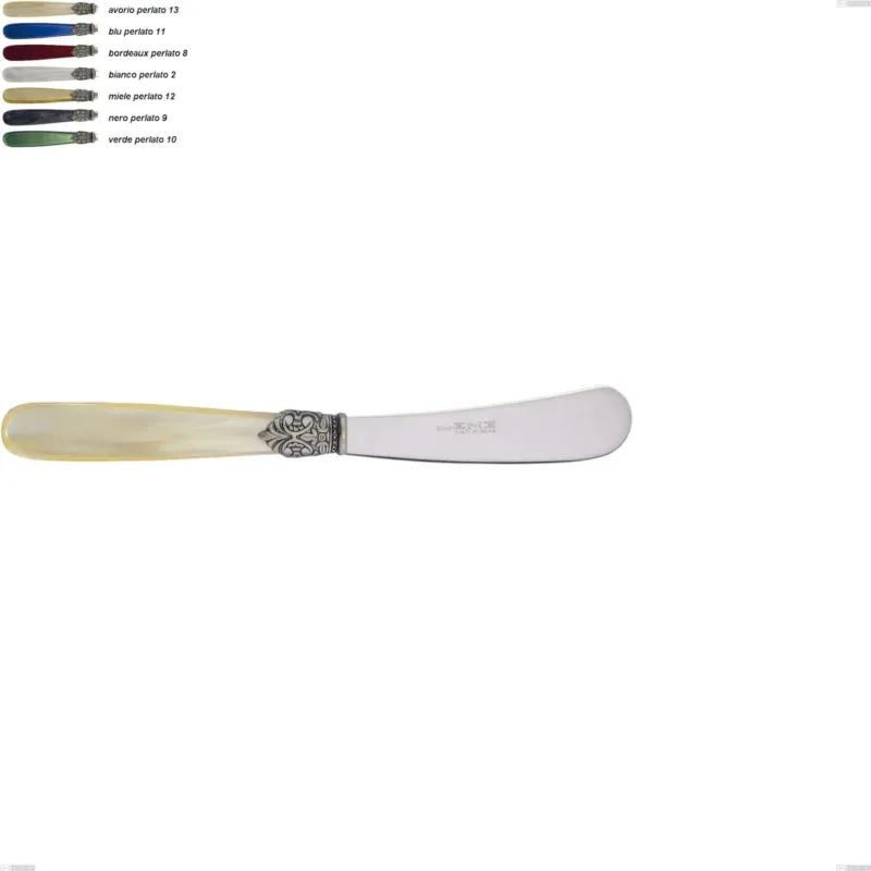 Prezzo Ridotto Spalmaburro georgian, Acciaio 18/10 AISI 304 Lucido manicatura acrilico perlato, lunghezza 181 mm Eme Posaterie avorio perlato 13