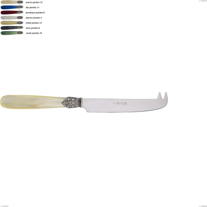Coltello formaggio georgian, Acciaio 18/10 AISI 304 Lucido manicatura acrilico perlato, lunghezza 224 mm Eme Posaterie avorio perlato 13 Consegna Rapida