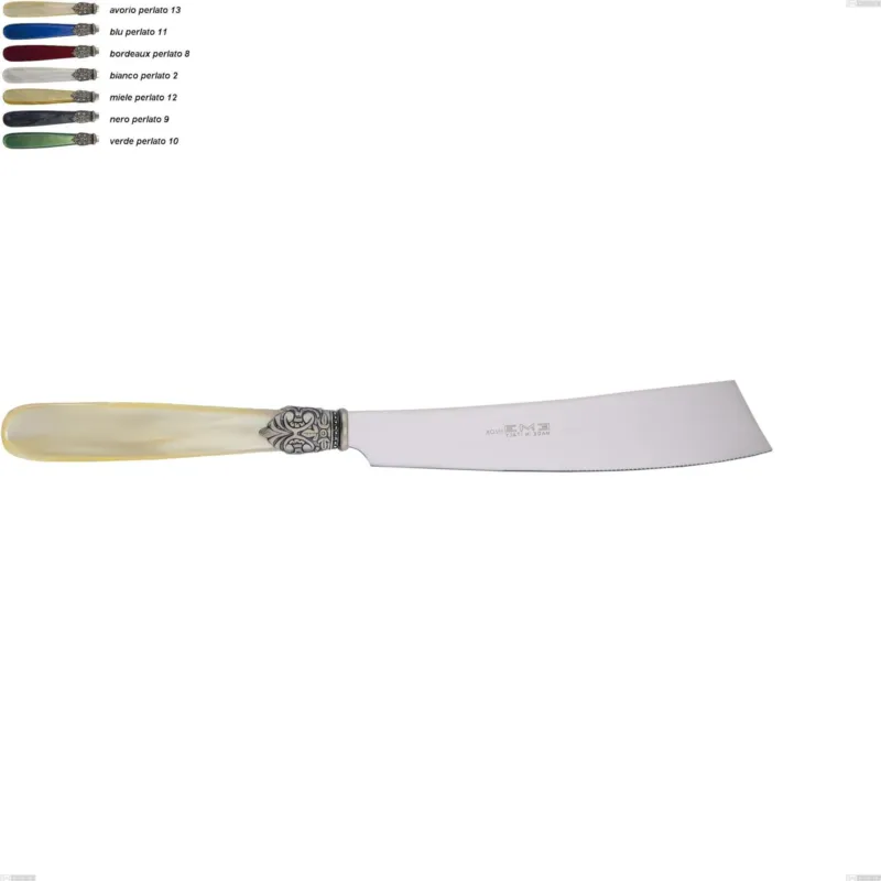 Offerta Limitata Coltello torta georgian, Acciaio 18/10 AISI 304 Lucido manicatura acrilico perlato, lunghezza 232 mm Eme Posaterie avorio perlato 13