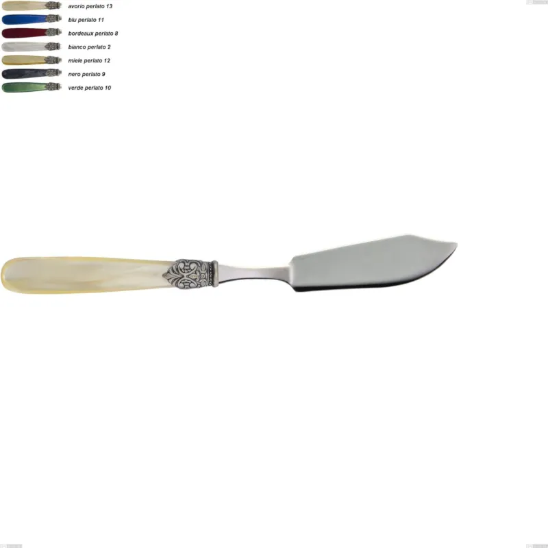 Soddisfatti O Rimborsati Coltello pesce georgian, Acciaio 18/10 AISI 304 Lucido manicatura acrilico perlato, lunghezza 219 mm Eme Posaterie avorio perlato 13