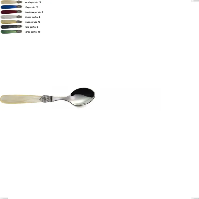 Cucchiaino moka georgian, Acciaio 18/10 AISI 304 Lucido manicatura acrilico perlato, lunghezza 135 mm Eme Posaterie avorio perlato 13 Prezzo Conveniente