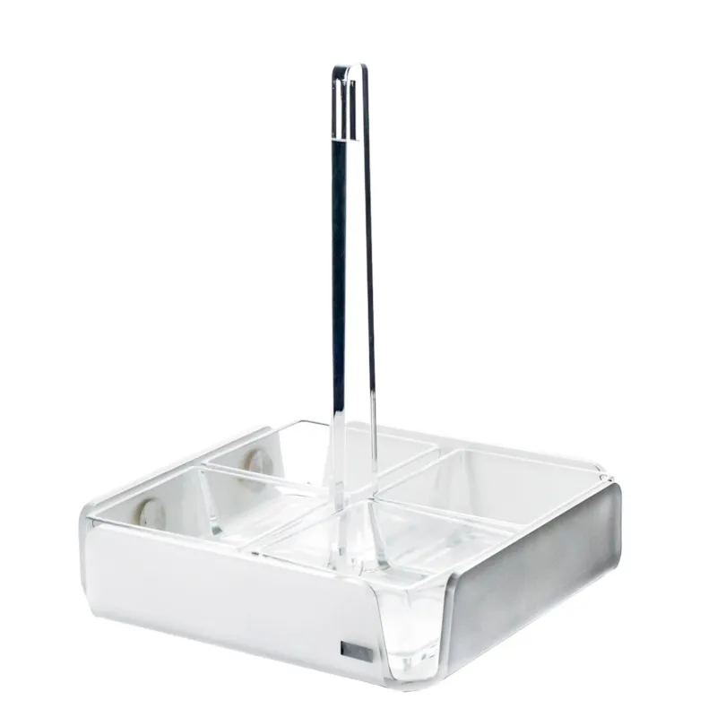 Antipastiera quadrata 4 scomparti bianco monosatinato, dimensioni 18x18xH23 cm, spessore 5 mm ideale per servire aperitivi e stuzzichini Bianco satinato Vesta Bestseller