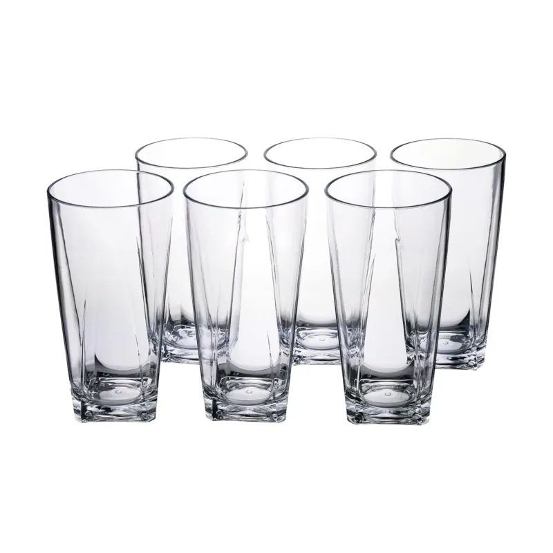 Must-Have Bicchieri Alti tumbler - in SAN set 6 pezzi trasparente incolore, dimensioni 8x8xH15 cm, peso 0,89 kg trasparenti grande resistenza Vesta