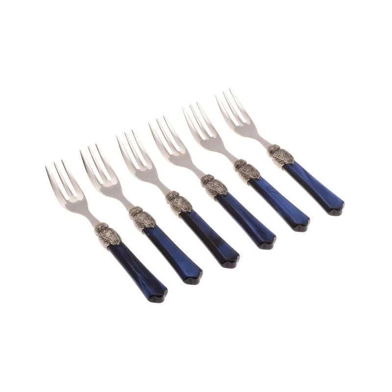 Forchettine da Dolce set da 6 pezzi vittoria in acciaio inox 18/10 manico in plexiglas effetto madreperlato 2,5 mm colorato blu Rivadossi Acquista Ora